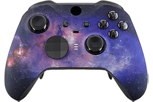 eXtremeRate Nebula Galaxy Patterned Faceplate Cover, Soft Touch Front Housing Shell Case Replacement Kit for Xbox One Elite Series 2 Controller Model 1797 - Accent Rings Included