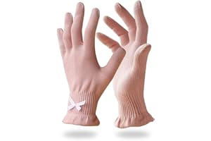 Migliore Wear 2 Pairs Cotton Gloves for Eczema with Touchscreen Fingers, Moisturising Gloves for Dry Hands, SPA, Hand Care, Eczema Gloves for Adults(Pastel Pink-S/M)