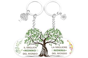 MUSOEICA Regali Natale Portachiavi, Regalo Nonna Nonno Regali per Natale Compleanno Festa della Mamma Festa del Papà da Nipote Nipoti, Idee Set Regalo Utile Originali Nonni Portachiavi Festa dei Nonni