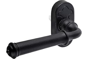 Gedotec Maniglia per porta in ferro nero anticato su piastra lunga – Romana Ö maniglia per porta della camera & porta interna Ö BB 90 mm – Buntbart Ö 1 Set