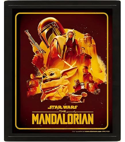 Pyramid International Star Wars - Tela luminosa (design Mandalorian Nightfall), 30 cm x 40 cm, tele e regali di Star Wars, per uomini, donne e bambini, prodotto ufficiale : George Lucas