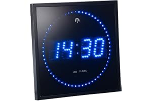 Lunartec Digital Väggklocka: Radioväggklocka Med Blå LED Sekunddisplay, Modern