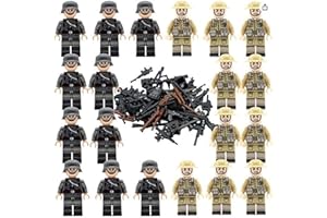 JOAAZAR Militärfiguren-Set, 20-teiliges Militärfiguren. Weltkrieg, Soldat, Militär, deutsch-amerikanische Bausteine, Waffen-Zubehör-Set, Geburtstagsgeschenk für Kinder (B)