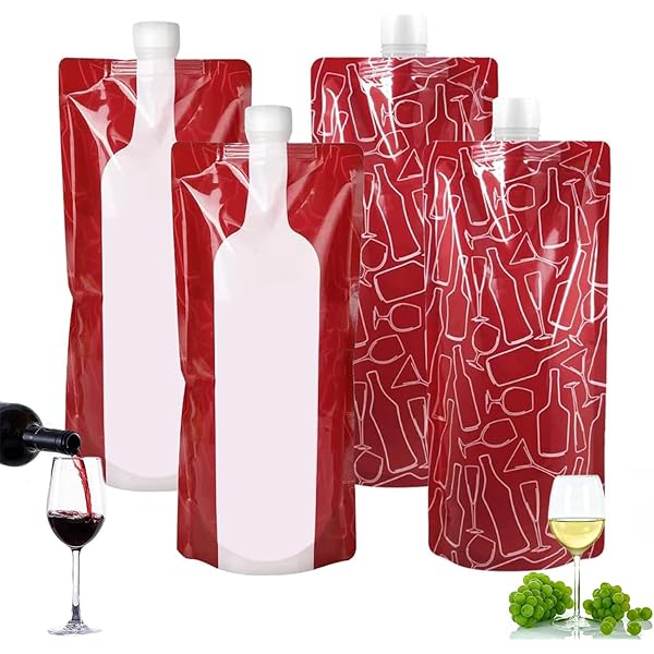 SHANGFENG Lot De 4 Pochettes à Vin Rouge Portables De 750 Ml