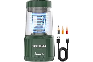 YAOBLUESEA Fully Automatic Pencil Sharpener, Professional Electric Pencil Sharpener USB Rechargeable with Large Container Hands Free Adjustable Pencil Sharpener for 6-8mm School Office Kids Green