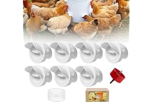 LeKuni DIY Mangeoire Poules 7 Ports, Abreuvoir Poussin Automatique, Mangeoire à Volaille Gravité Kit pour Seaux Tonneaux Bacs