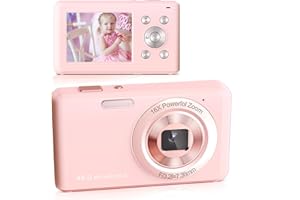 IOOJCCK Fotocamera Digitale, HD 1080P con Scheda di Memoria da 32 GB, Fotocamera da 48 Megapixel, LCD da 2,4 Pollici con Zoom Digitale 16x per Ragazze, Adolescenti, Ragazzi e Principianti (Rosa)