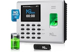 NGTeco Time Clock - Fingerprint Time Clocks for Employees Small Business with Battery, WiFi Office Terminal Automatic Punch in and Out Time Card Machine with App for iOS Android (0 Monthly Fees)