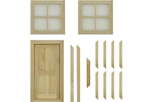 Cayway Miniatures pour Maison de Poupée - Mini Fenêtres, Porte, Accessoires Jardin 1:12 - Ornement de Jardin pour Accessoire de Ville