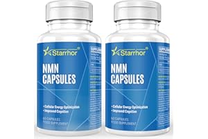 STARRHOR NAD+ Supplement 500mg Highest Strength Capsule, Energy Booster & Anti-Aging, Max Absorption, Vegan Friendly (60 Count (Pack of 2))