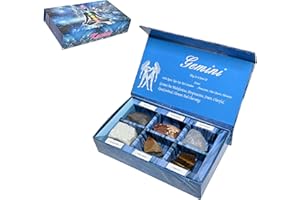 KACHVI Crystal Gifts - Pietre del Segno Zodiacale per completare Le Pietre della Nascita - Cristalli curativi Naturali con Oroscopo Confezione da 6 (Gemini)