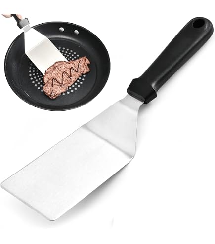 Kit 2 Spatules Barbecue Acier Inoxydable - Plancha, Burgers, Steaks - Poignée Bois - Ustensiles Cuisine Extérieur