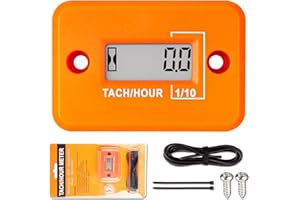 Jayron Tach Contaore Digitale LCD Contagiri Induttivo Potente Misurazione RPM Design Impermeabile,per Motore a gas Rasaerba Moto (2 tempi) (arancia)