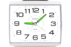 Ayybboo Réveil Matin à Piles Retro Reveil Silencieux sans Tic-Tac, Grand Original Analogique Quartz Alarme Réveil Vintage Lumineux Snooze Reveil Chevet