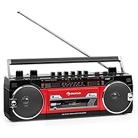 AUNA Duke MKII - Magnétophone rétro, Radio avec antenne télescopique FM/MW/SW, Bluetooth, Fonctionnement Secteur ou…