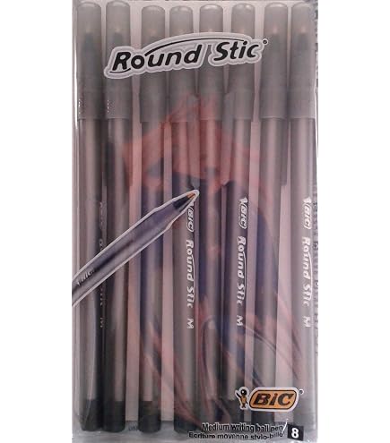 BIC (R) Round Stic Grip (TM) Xtra-comfort Stylos à Bille, Medium
