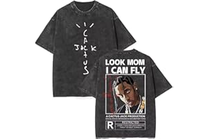 PDAIDOU T Shirt Homme Travis Sweat Manches Courtes Hip-hop Scott-t Coton Délavé Manches Courtes Mode Été Grande Taille T-Shirt Femme Coton Décontracté Hauts