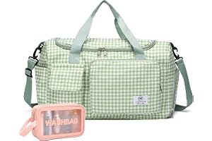 Liten gymväska för kvinnor, resväska duffelväska handbagage på weekendväska med skofack, 41#ljusgrön, S, Gymväska & toalettar