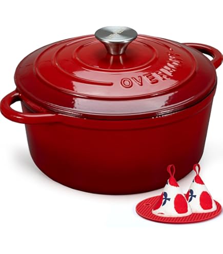 Lätt Home Cocotte En Fonte Ronde 26 Cm - 4.8 L, Faitout Induction, Gaz Et Four Avec Couvercle, Casserole Emaillee, Marmite En Fonte, Dutch Oven, Saveurs Authentiques, Lavable Au Lave-Vaisselle