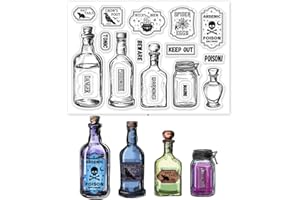 ‎GLOBLELAND GLOBLELAND Gift Bottle Clear Stamp Magic Labels Silicone Clear Stamp Halloween Seal Magic Tags Transparent Stamps for DIY Scrapbooking Card Making