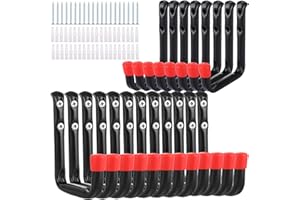 YOUNTHYE 25Pcs Garage Hooks, Ladder Hooks Garage Storage Hook Heavy Duty Shed Hook Wall Mounted J Hook Utility Hangers for Hanging Bike, Garden Tools (11.5x9.5cm)