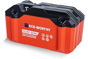 ECO-WORTHY LiFePO4 Batterie au lithium 256 Wh 12 V 20 Ah avec protection BMS et jusqu'à 15000 cycles profonds pour camping, moteur de trolling, bateau