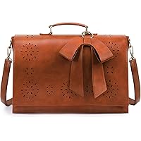 ECOSUSI Sac Porté Main Vintage Femme PU, Épaule, Bandoulière, Sac Portable 15,6 Pouces, Sac Cartable l'Étudiante, Porte-docum