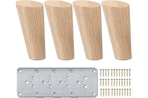 8cm Holz Tischbeine, La Vane 4 Stück Massivholz Schräg Konisch Ersatz Möbelfüße Möbelbeine mit Montageplatten & Schrauben für Sofa Bett Schrank Couch Stuhl