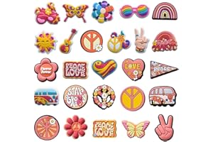 YENLK Shoe Charms for Clogs 26 pcs, PEACE & LOVE PVC Cartoon Shoe Decoration for Croc, Decoration Accessories for Charm ornament Girls Boys Men Women Party Favor Gifts