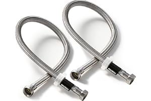 BUILDSKILL Connection Pipe 24 Inch | Brass Nut & Insert with SS304 Braiding | 3 Year Warranty, Flexible, Leak Proof, Rust-Resistant Connection Pipe for Geyser, Wash Basin, Flush Tanks - Pack of 2