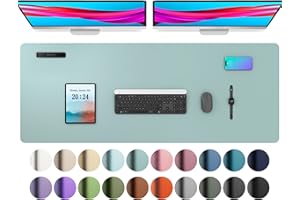 Tappetino per ufficio Aothia, tappetino per mouse in pelle PU, tappetino protettivo da tavolo impermeabile e antiscivolo (122x43cm Azzurro)