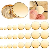 Lot De 36 Boutons Dorés Ronds En Métal - 3 Tailles (25/15/10 Mm) - Pour Couture, Manteau, Veste, Décoration