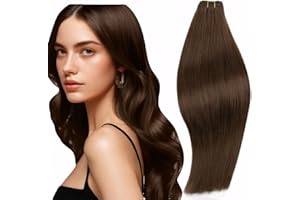 ‎RUNATURE RUNATURE Tressen Echthaar Braun 30cm Kurz Haarverlängerung 70g Echthaar Tressen Zum Einnähen Braun Glatt Extensions Echthaar Tressen Remy Menschliches Haar Farbe #4