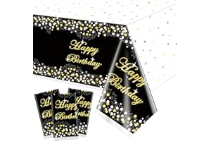 XJLANTTE Confezione da 3 tovaglie nere e dorate decorazioni per feste - tovaglia, tovaglia rettangolare con coriandoli a pois neri e dorati, tovaglie 51"x86"