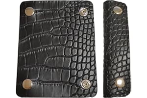 Jancosta 2pcs Handbag Handle PU Leather Wrap Covers Purse Tote Bag Handle Protector Saddle for DIY Craft Bag Making Supplies Black (Crocodile Print)