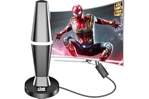 QGCLEARSO 2025 Antenne TV Intérieur Puissante TNT,36DBI 450 km Réception Antenne TNT avec Amplificateur de Signal à Gain Élevé, Réception Longue Portée à 360° pour 1080P 4K DVB-T DVB-T2 VHF UHF