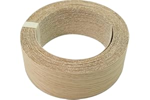 QuinnQuinn 50mm Wide x 5 Metres Real Oak Iron-On Edging – Pre-Glued Wood Veneer Tape for Easy DIY Application – Will Cover the Edge of a Standard MDF Panel