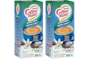 GIFTOLUXE Coffee-Mate Sugar Free French Vanilla Liquid Creamer Single Serve Tubs - 50CT x 2 | 100 tubs