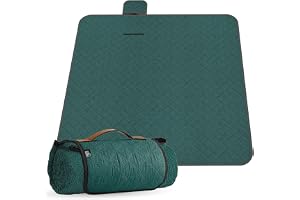 PERLETTI Picknickfilt Vattentät för Vuxen Familjer 200x200 cm - Fleece Strand och Campingmatta Utomhusfilt Isolerad med Handtag - Flerfärgad Pläd Vandring Parker (Gröna Blad, 200x200)