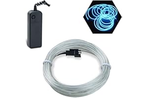 ‎PODAZZ Podazz Flexibel Neon Beleuchtung Draht Lichtschlauch Leuchtschnur EL Kabel Wire mit 3 Modes für Partybeleuchtung (Eisblau, 16.5ft)