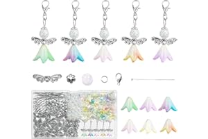 Xerteam 50 Stück Schutzengel Anhänger, Perlen Engel Basteleien, Schutzengel Schlüsselanhänger, Schlüsselanhänger Selber Machen, DIY Perlen Hochzeit Taufe Anhänger für Taufe Kommunion Weihnacht (Farbe)