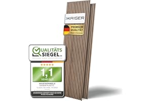 KAISER plastic® Akustikpaneele | Farbe: Walnuss | Wandpaneele in verschiedenen Formaten | Deko Wohnzimmer | Wanddeko in Holz | Akustik Paneele Wand | Lamellenwand (240 x 60 cm - 2STK.)