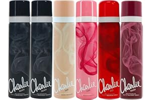 FADE-STYLE Charlie Body Spray Gift Set (6-Pack) 75ml Each - Charlie Body Spray Women's Include Red, Chic, Pink, Touch and Black, Dermatologically Tested Body Sprays for Active Women on the Go