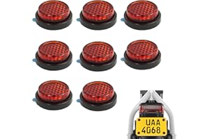 MEKEET 8PCS Motorcycle Reflectors Red Small Round Rear Red Reflectors 20 MM Self Adhesive License Plate Safety Number Plate Round Reflector for Motorcycle Electric Vehicle Bicycle Fenders