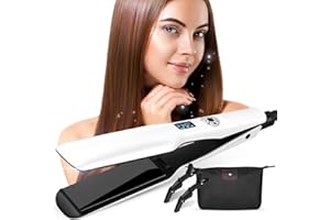 CKEYIN PRO Glätteisen breit, Haarglätter Haarpflege mit 44mm extra breiten Platten und digitalem LCD-Display,120-230°C,12 Temperatureinstellung,Tragbare Reise-Haarglätter für Alle Haartypen