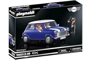 Playmobil 70921 Mini Cooper - Classic Cars - avec Deux Personnages en Tenue stylée So British des années 70, Un Policier Anglais en Uniforme, d'un Dalmatien et de la Voiture Iconique - Dès 5 Ans