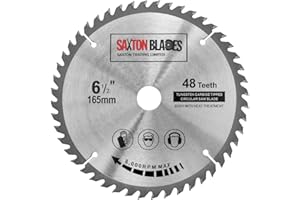 SAXTON BLADES Saxton TCT brzeszczot do piły tarczowej do drewna 165 mm x 20 mm (pierścień 16 mm) x 48 zębów kompatybilny z Bosch Makita itp