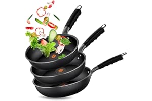 LOFIR Bratpfanne 20/24/28 cm, 3-teiliges Pfannen-Set Pfanne Induktion mit Rutschfester Griff, Verschleißfeste Beschichtung, Erhitzt Schnell und Gleichmäßig, Induktionstauglich, Backofenfest