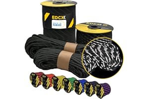 ‎EDCX EDCX 4mm Reflective Paracord 550 (15, 30, 50 m) - Odporny na rozdarcie linka spadochronowa do przetrwania Wykonany w 100% z nylonu, 4 mm typu III, z 7 drutami w wielu kolorach