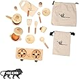 Gift Equals Love Wooden Kitchen Set Toy Natural Cooking Sets Pretend Play Toys for Little Boys and Girls and Kids Age 3+ (Premium)